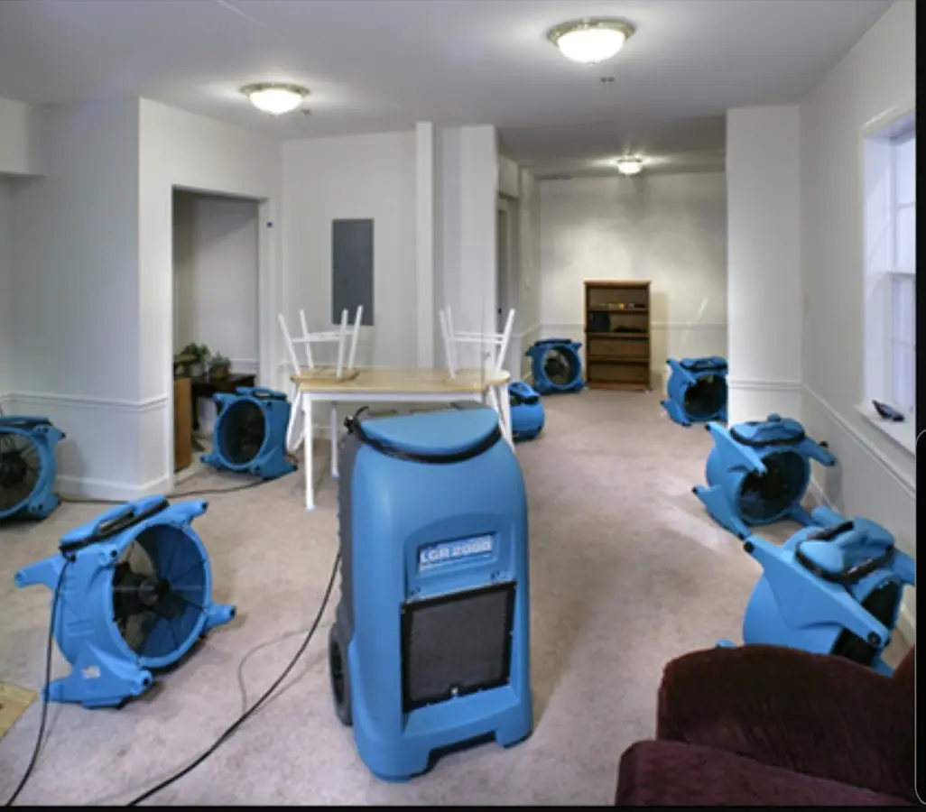 Air movers and dehumidifier setup for Water Extraction & Removal in Sheffield