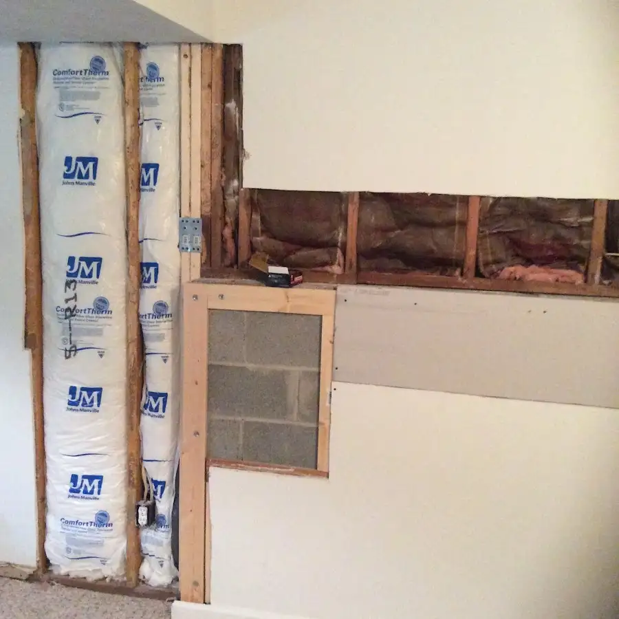 Wall insulation replacement during Basement Flood Cleanup in Sheffield